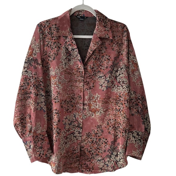 LOIS CLARABELLE OLD ROSE COMBO PRINTED SHIRT - Picture 2 of 10